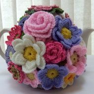 Hand knitted 4 cup Spring Rose floral tea by Handmadewithlove66:
