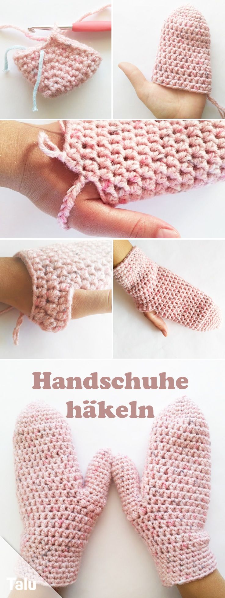 Handschuhe häkeln - Kostenlose Anleitung für warme Fäustlinge