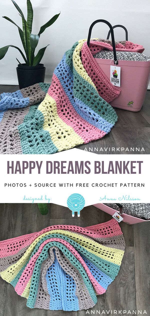 Happy Dreams Blanket Free Crochet Pattern