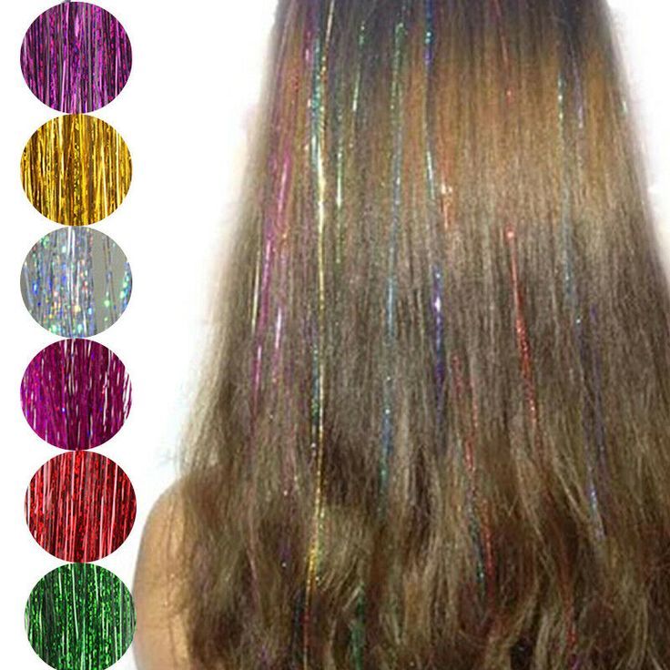 Holographische Glanz Haar Lametta Strands Glitter Extensions Highlight Party Bli…