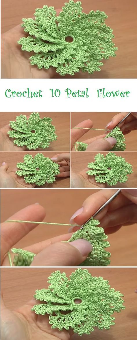 How to Crochet Spiral Flowers – 10 Petal – Design Peak