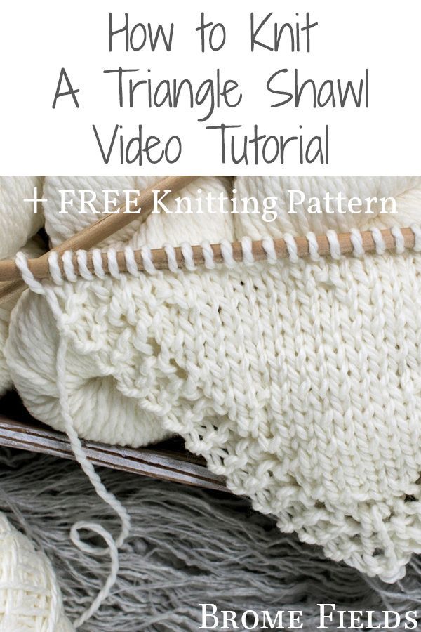How to Knit a Triangle Shawl Video Tutorial + FREE Knitting Pattern. #bromefield…