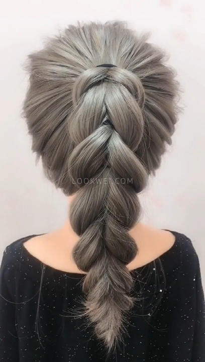 How to braid this high ponytail hairstyle?