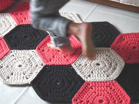 Items similar to Coral Crochet Rug - Nursery Rug - Kidsroom Decor- Playrooms Rug - Crochet Floor Rug - Accent Rug - Cotton Rug - Crochet Rug - Knit Rug on Etsy