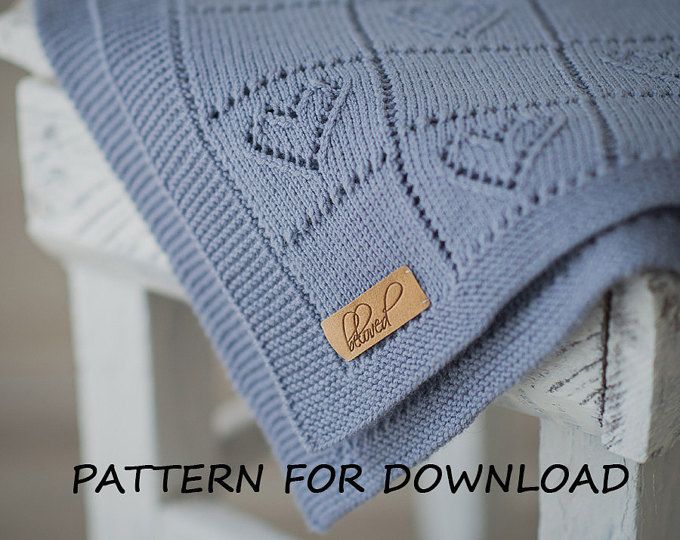 Knit Baby Blanket Pattern, Heart Baby Blanket Pattern, Easy Knitting Pattern by Deborah O’Leary