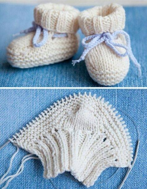 Knitted Striped Baby Booties Pattern