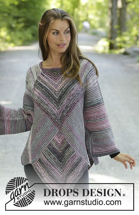 Knitted tunic in DROPS Fabel. The piece is worked back and forth with garter sti...