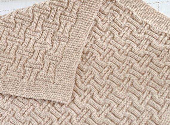 Knitting Pattern Baby Blanket Reversible Basketweave Blanket Improving Beginner Knitting Pattern Stroller Blanket Instant Download