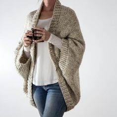 Knitting Pattern - Over-sized Scoop Sweater - Knit Cardigan - Knit Jacket - Knit Cocoon - Decisiveness - Brome Fields