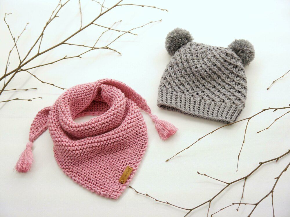 Knitting Pattern –Baby Cap “Little Star” & Triangular Scarf – No.192E Knitting pattern by WoolAffair