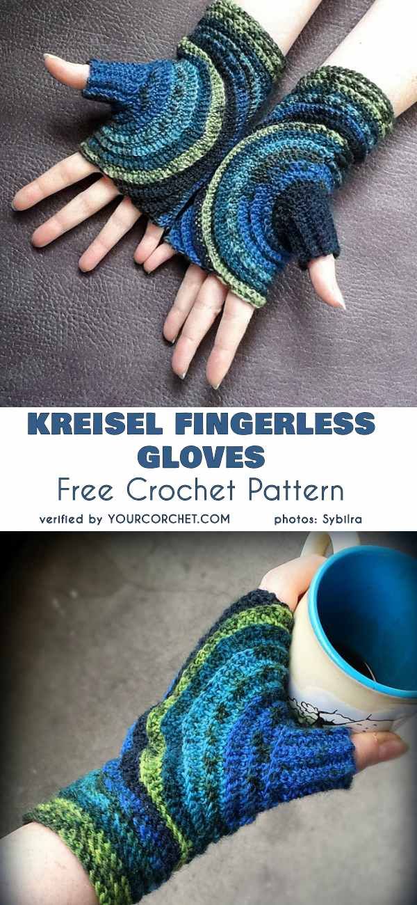 Kreisel Fingerless Gloves Free Crochet Pattern