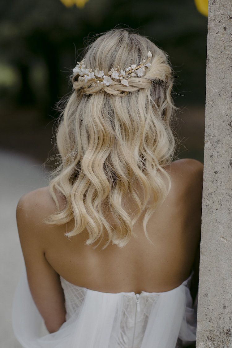 LYRIC | Floral hair piece in pale gold, wedding headpiece for boho weddings