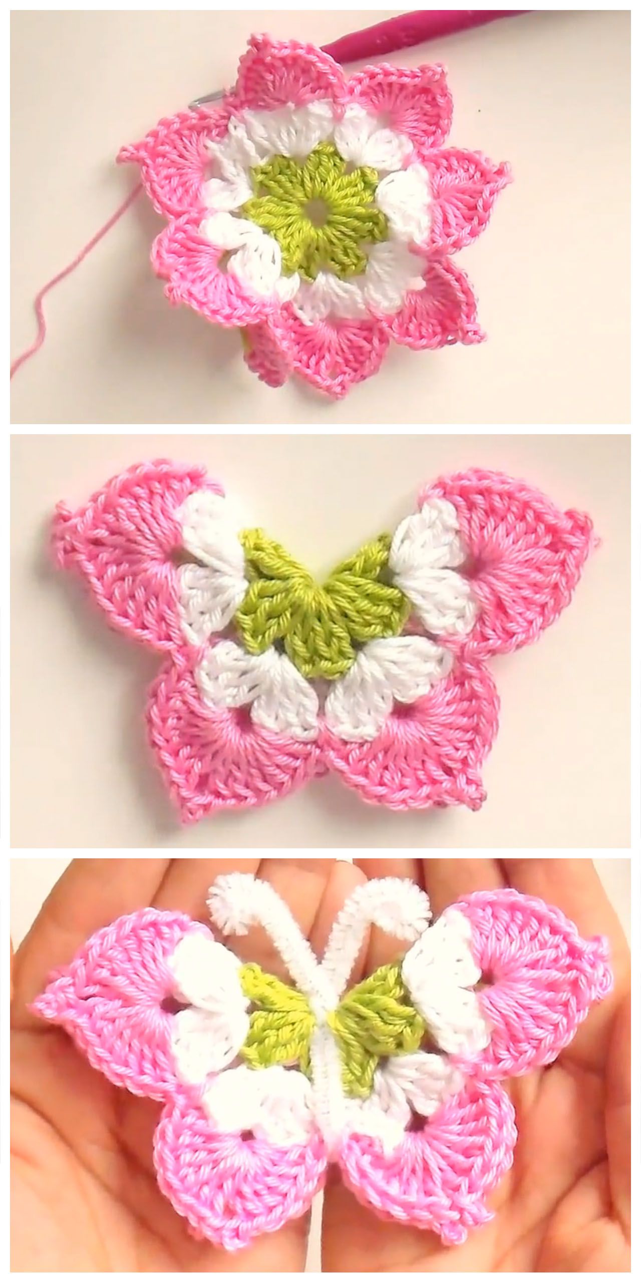 Learn Making Pretty 3D Crochet Butterfly