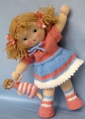 Little Daisy doll - 6in (15cm) - knitting pattern - INSTANT DOWNLOAD #dollies kn...