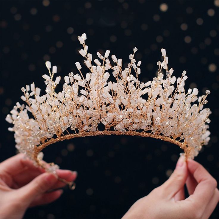 Luxury / Gorgeous Gold Tiara 2019 Metal Crystal Beading Bridal Hair Accessories