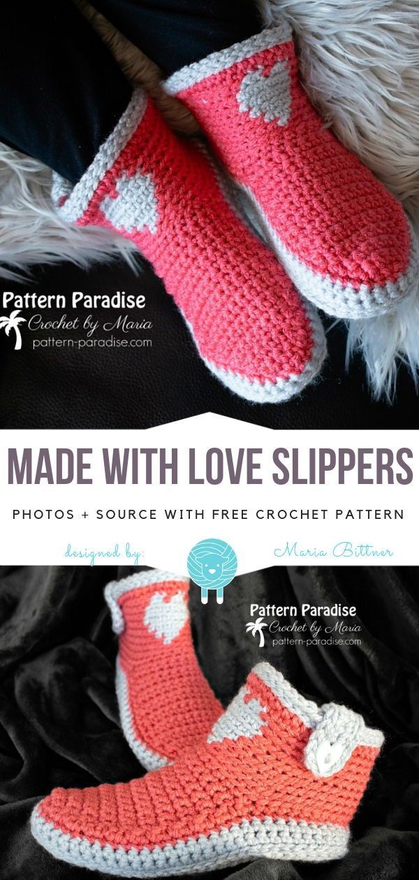 Made With Love Slippers Free Crochet Pattern - Free Crochet Patterns