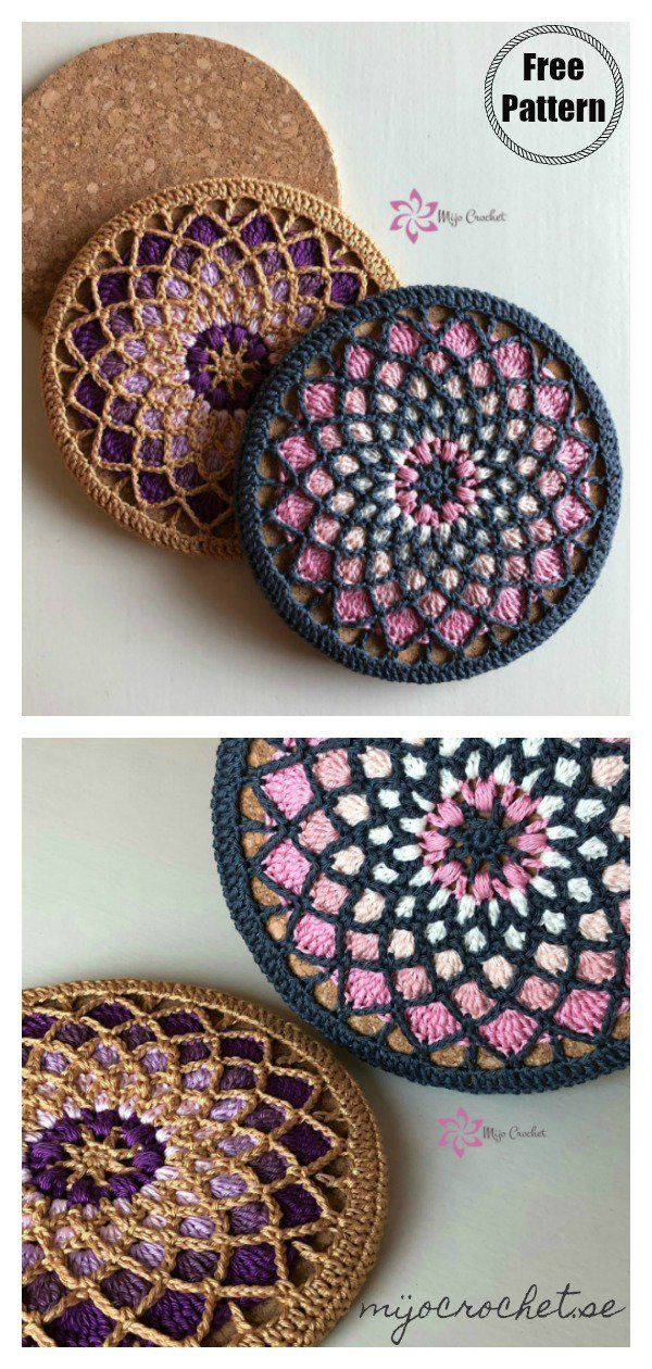 Mandala Style Trivet Potholder Free Crochet Pattern
