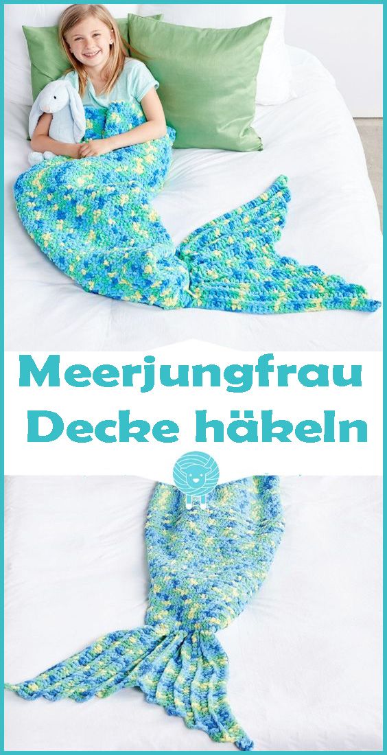 Meerjungfrau Decke häkeln – kostenlose & einfache Anleitung