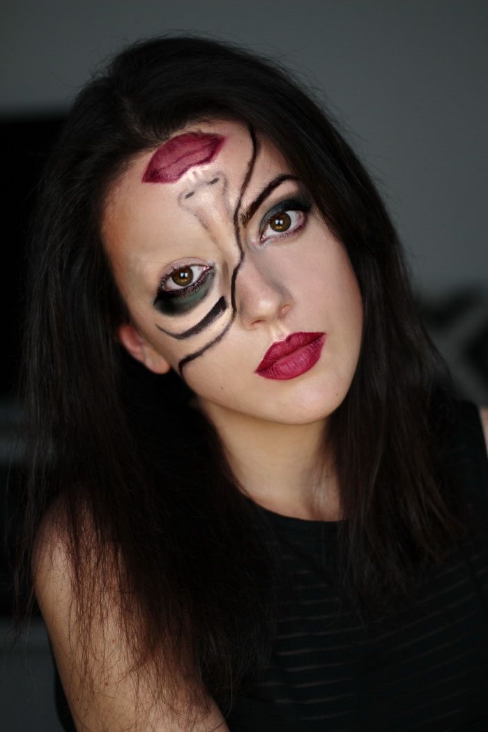 Mein Tutorial zu Half-Face Halloween Make up, ein schnelles Last Minute Make up …