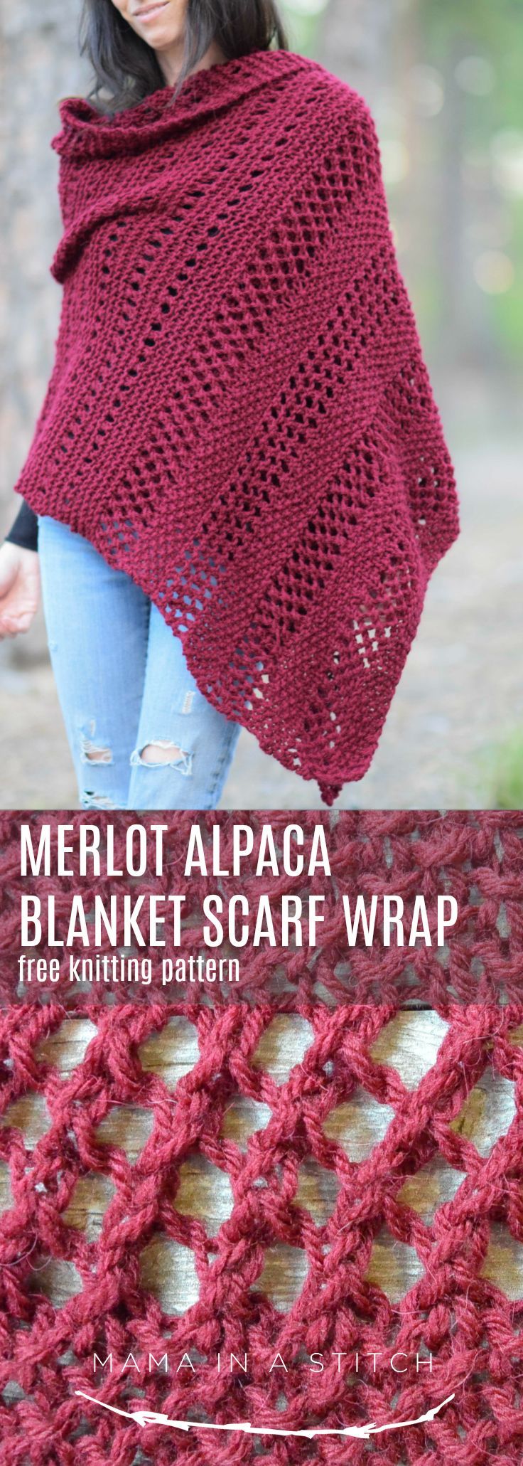 Merlot Alpaca Wrap Shawl Knitting Pattern