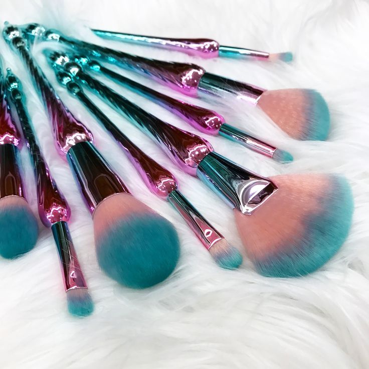 Mermaid brush set. Unicorn brush set. Makeup brushes - #brush #brushes #makeup #...