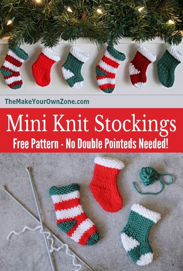 Mini Knit Stockings {for 2 needles} - Free Knitting Pattern