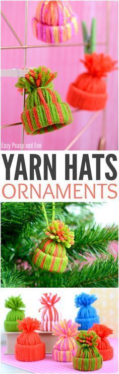 Mini Yarn Hats Ornaments – DIY Christmas Ornaments