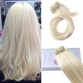 Moresoo 120g Clip In Platinum Blonde #60 Brazilian Remy Human Hair Extension(#60...
