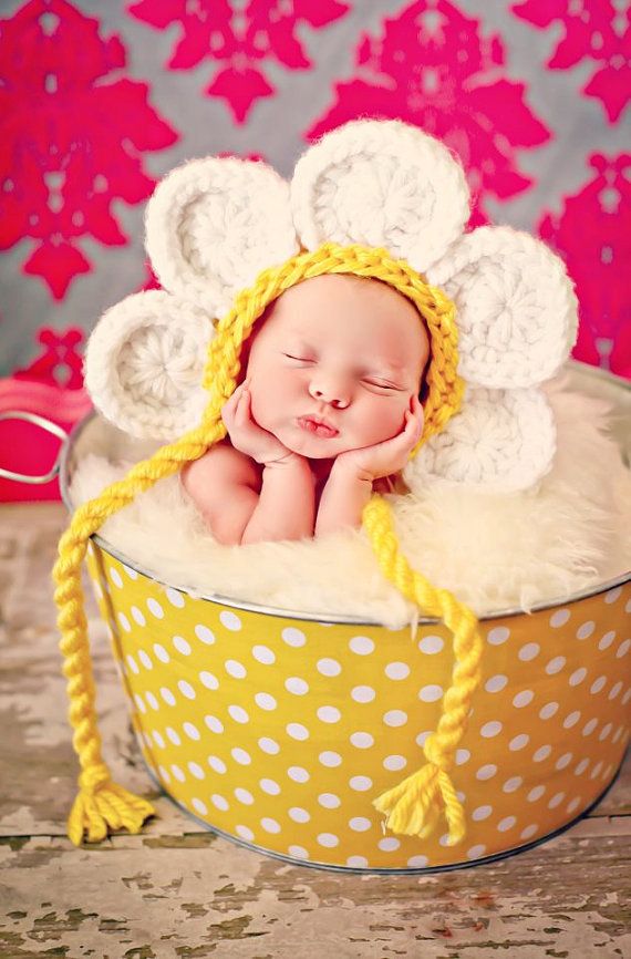 Newborn Baby Girl Photo Prop Daisy Hat