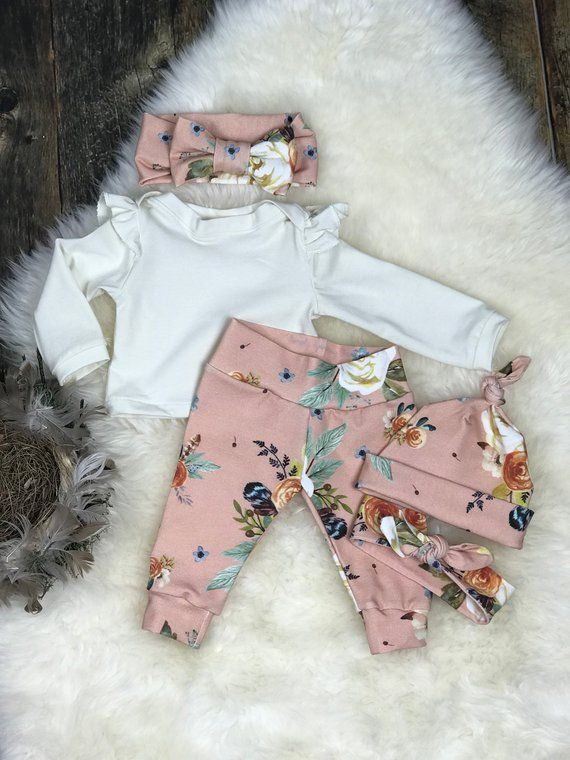 Newborn Girl Coming Home Outfit, Blush Watercolor Earth Tone Girl Outfit, Girl Take Home Outfit, Newborn Clothing, Premie Clothing