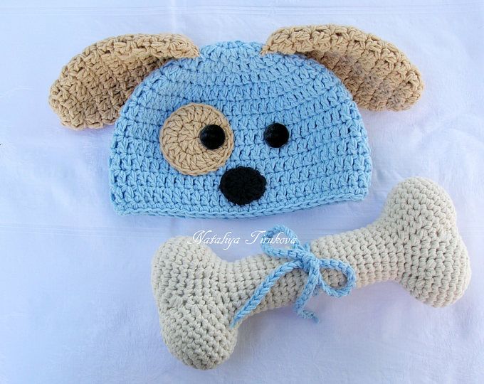 Newborn puppy hat, baby boy puppy hat, crochet puppy hat, newborn photo prop, baby boy clothes, coming home outfit, newborn boy hat, blue