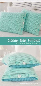 Ocean Front Bett Kissen häkeln kostenlose Muster  - CROCHET home - #Bett #Croch...