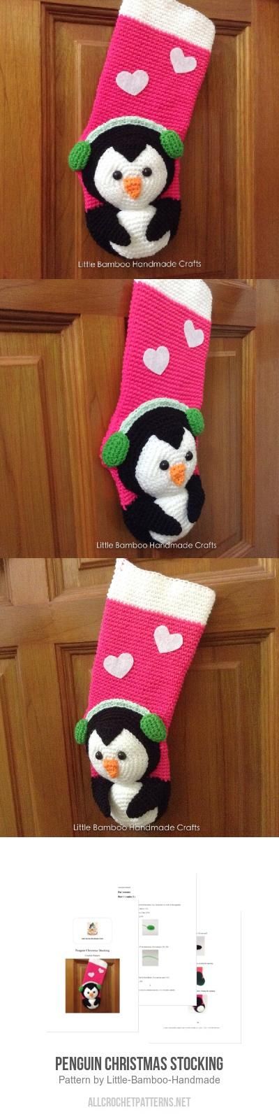 Penguin Christmas Stocking Crochet Pattern for purchase