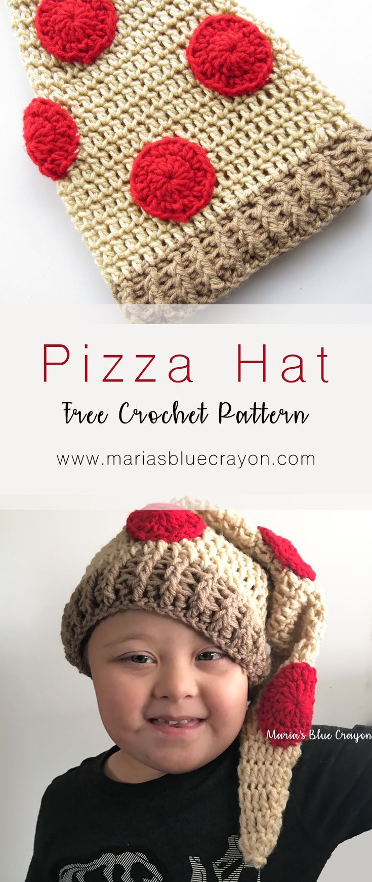 Pizza Hat - Toddler, Child, Adult Sizes - Free Crochet Pattern