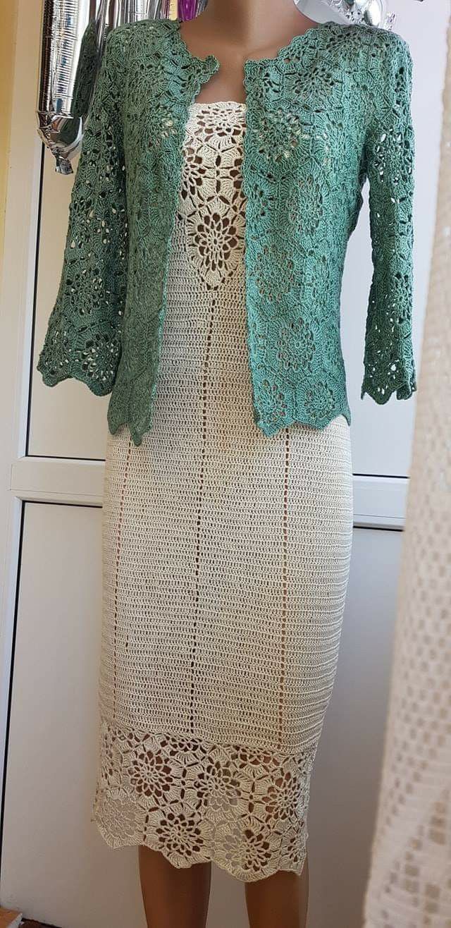 Pretty crochet dress and jacket (no link or pattern)