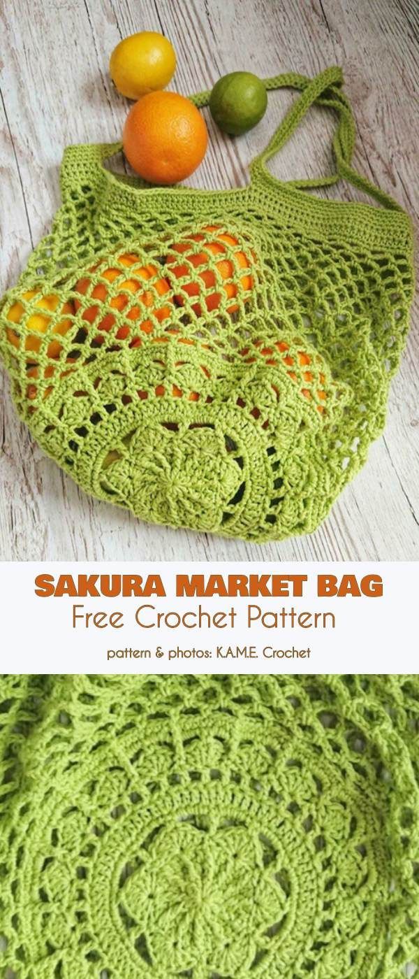 Sakura Market Bag Free Crochet Pattern