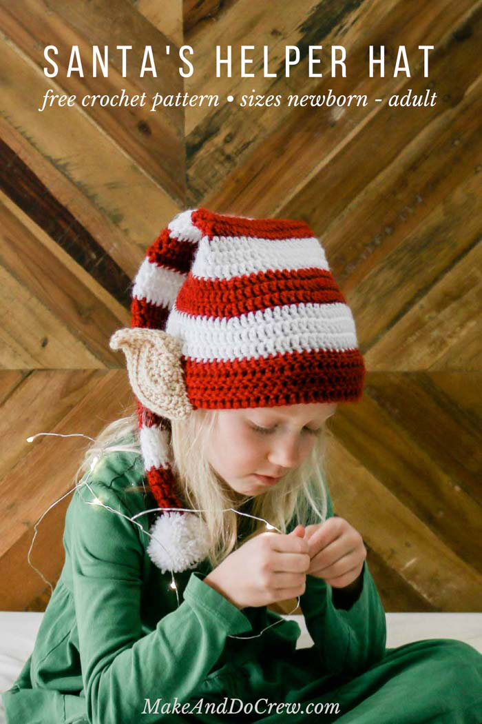 Santa's Helper Free Crochet Elf Hat Pattern (With Ears!)