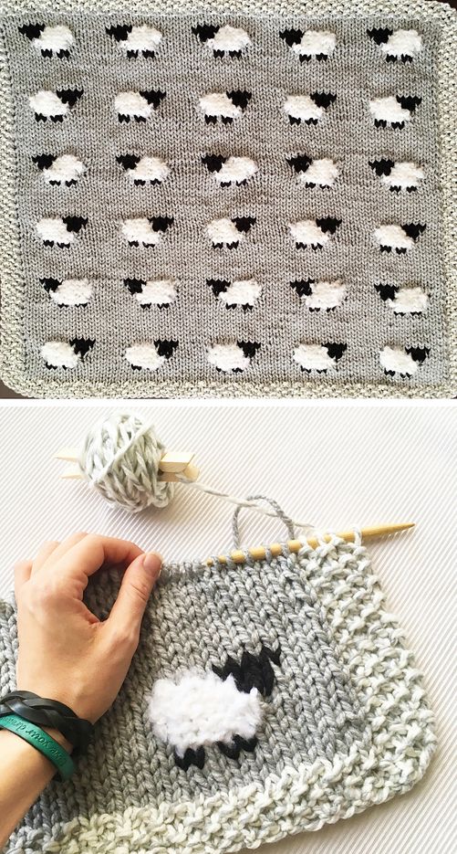 Sheep Baby Blanket - Free Knitting Pattern