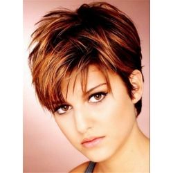 Silky Layered Natural Brown Pixie Straight 100% Human Hair Lace front Women Wigs 6 Inches