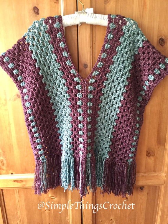 Simple Crochet Poncho pattern, Easy crochet poncho top, Granny Stitch poncho, Easy women's sweater pattern, Misty Morning Poncho Top