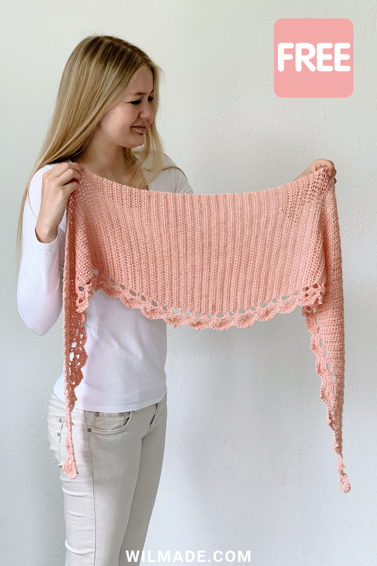 Simple crochet shawl for beginners – To The Point Shawl by Wilmade