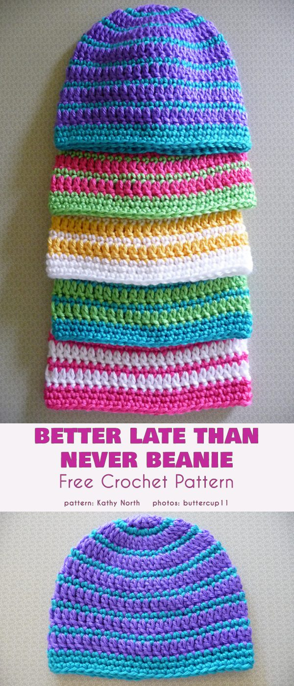 Striped Beanie Free Crochet Patterns