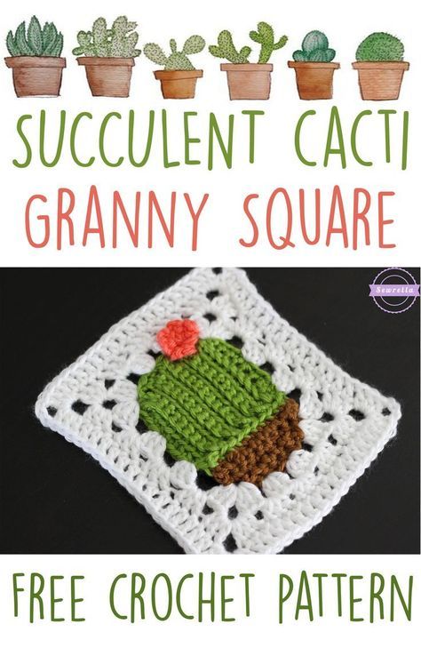 Succulent Cacti Crochet Granny Square