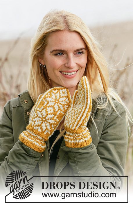 Sun Catchers – Knitted mittens with Nordic pattern in DROPS Alaska. Free knitted…