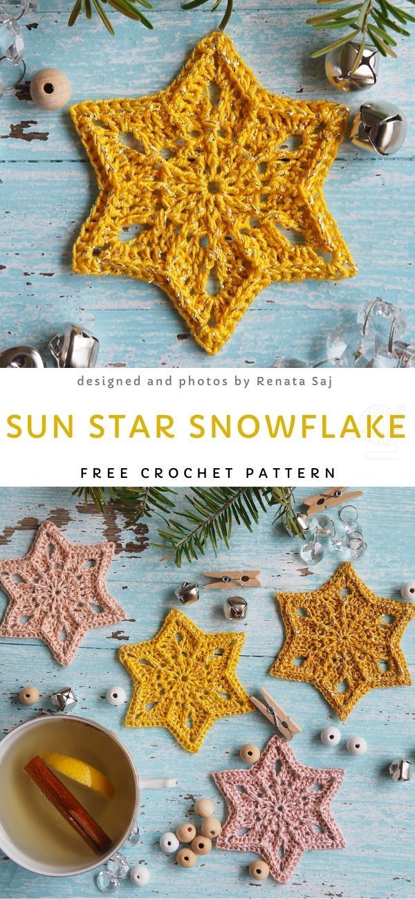 Sun Star Crochet Snowflake Will Be a Perfect Christmas Ornament - Free Pattern