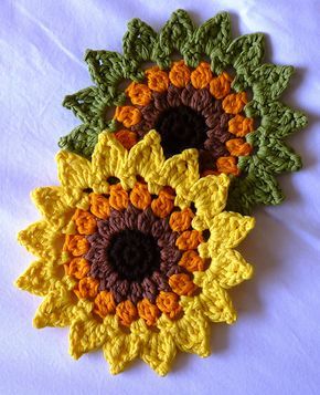 Sunflowers Coasters and placemats pattern by Happy Heart Fiber Art