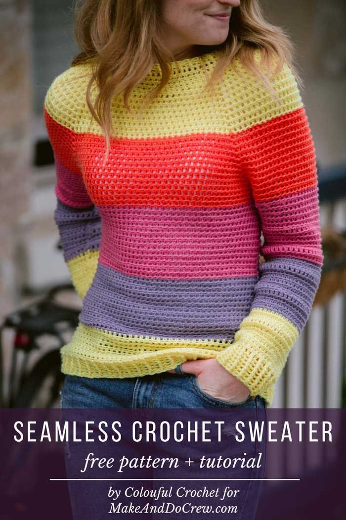 Top Down Crochet Sweater Free Pattern - Seamless Raglan!