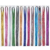 Unamay Glitter Hair Tinsel Set 47 Inches Sparkle Hair Extensions Shiny Multi-Col…