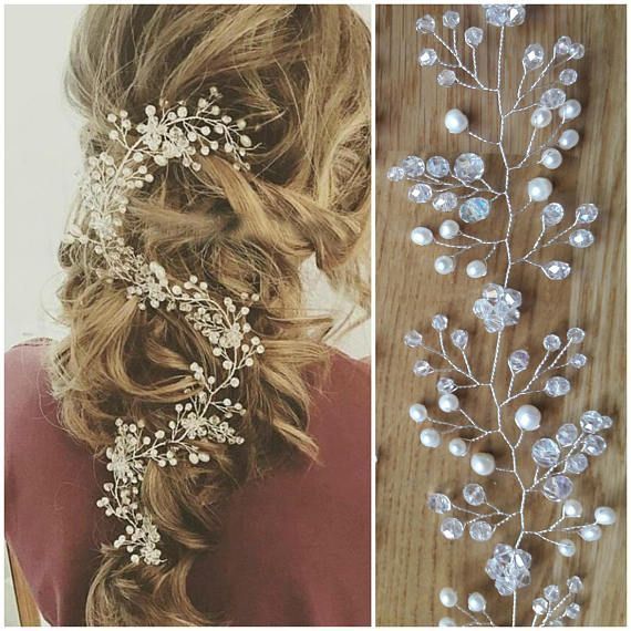 Wedding hair vine long Bridal hair piece Bridal hair accessories Baby breath hea…