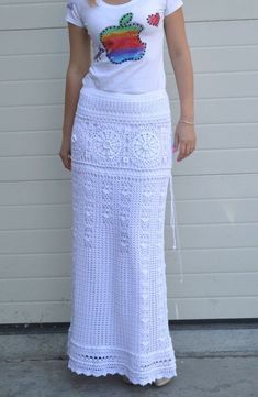 White maxi skirt Crochet wedding dress Bohemian lace dress Bridal skirt Crochet wedding skirt White boho dress